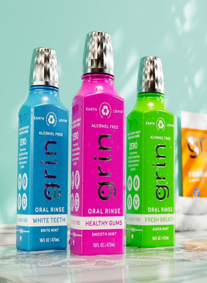 Grin Fresh Breath Oral Rinse, 16 Fl Oz, Fresh Breath Mouthwash, Super Mint Flavored, Alcohol-Free - Image 4